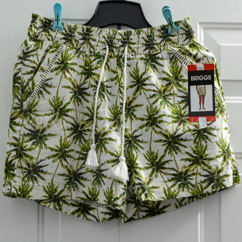 Briggs Ladies’ Linen Blend Short GREEN PALM TREE